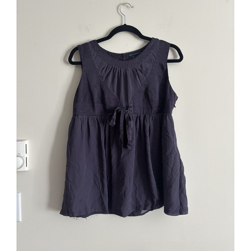 French Connection SILK Semi Sheer‎ Top Size 10 Medium Boho Chic Purple